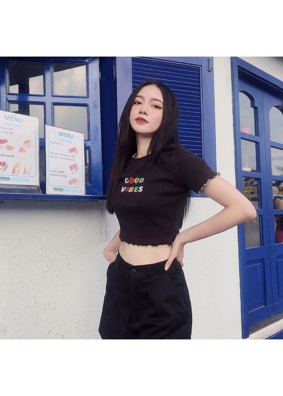 Áo croptop nữ tay ngắn form ôm tôn dáng cực xinh