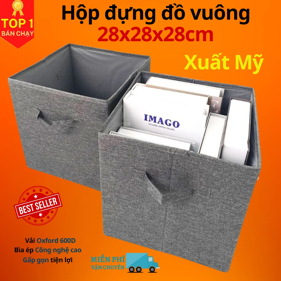 Hộp vải đựng đồ đa năng xuất Mỹ Royexe, Hộp vải đựng đồ TD4 sang trọng kích thước 28x28x28cm - Hàng cao cấp chính hãng miDoctor