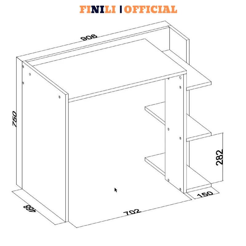 Bàn học làm việc có kệ sách gỗ công nghiệp FINILI hiện đại không ngăn kéo FNLI035