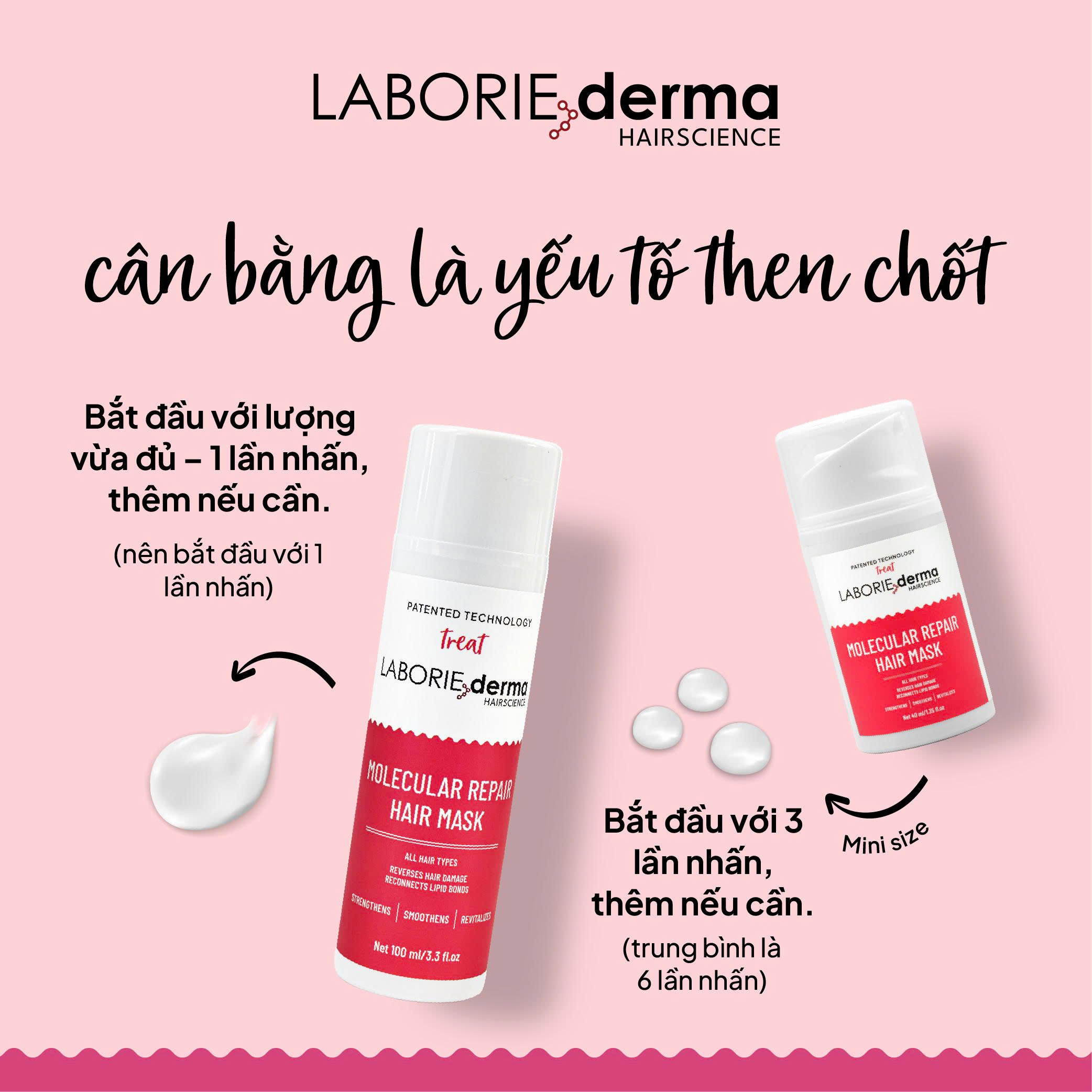 Mặt nạ phục hồi dành cho tóc hư tổn LABORIE derma Molecular Repair Hair Mask 100ml