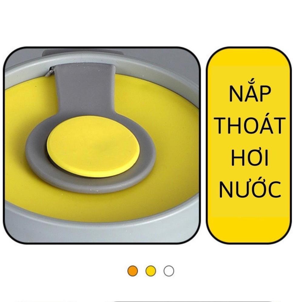Bình ủ cháo inox có quai xách hình vịt vàng 550ml