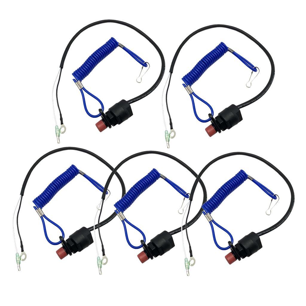 5 Pieces Boat Outboard Kill Stop Switch & Safety Tether Lanyard for