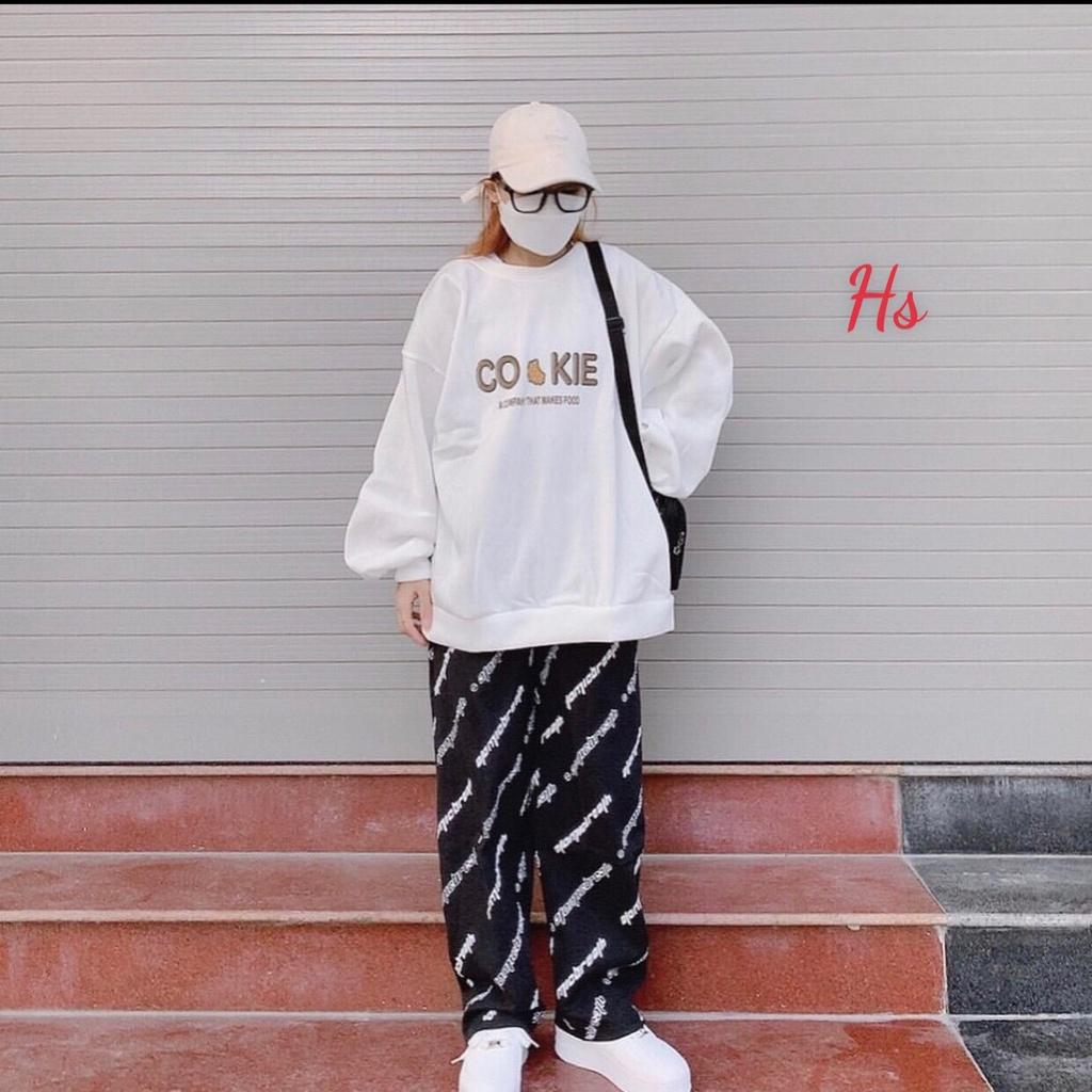 Áo Sweater Nỉ COOKIE Unisex Nam Nữ Form Rộng Ulzzang Bông Nam Nữ Hàn Quốc, Áo Thu Đông Chất Nỉ Ngoại Dày Dặn, Áo sweater nam nữ mặc , áo hoodie áo cặp đôi , áo khoác áo thun tay dài nam nữ vải nỉ ngoại dày mịn