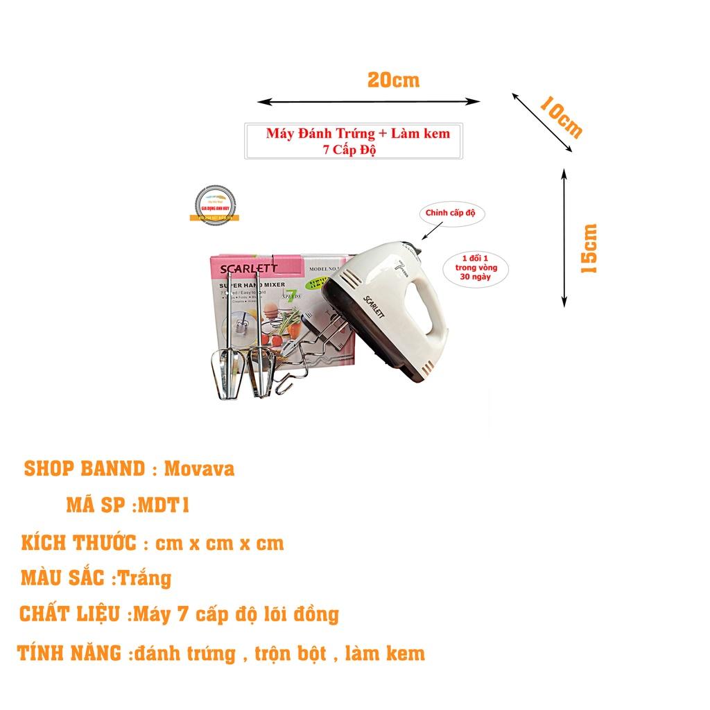 Máy đánh trứng cầm tay SCARLETT Có 7 Cấp Độ có thể trộn bột và làm kem mini Shop Movava - MDT1