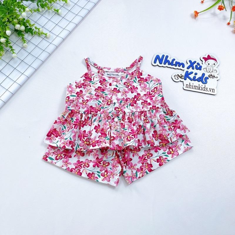 Sét Bộ 2 Dây Bé Gái 4 Đến 28kg, Bộ Quần Áo Bé Gái Chất Thô Cotton Mềm Mát