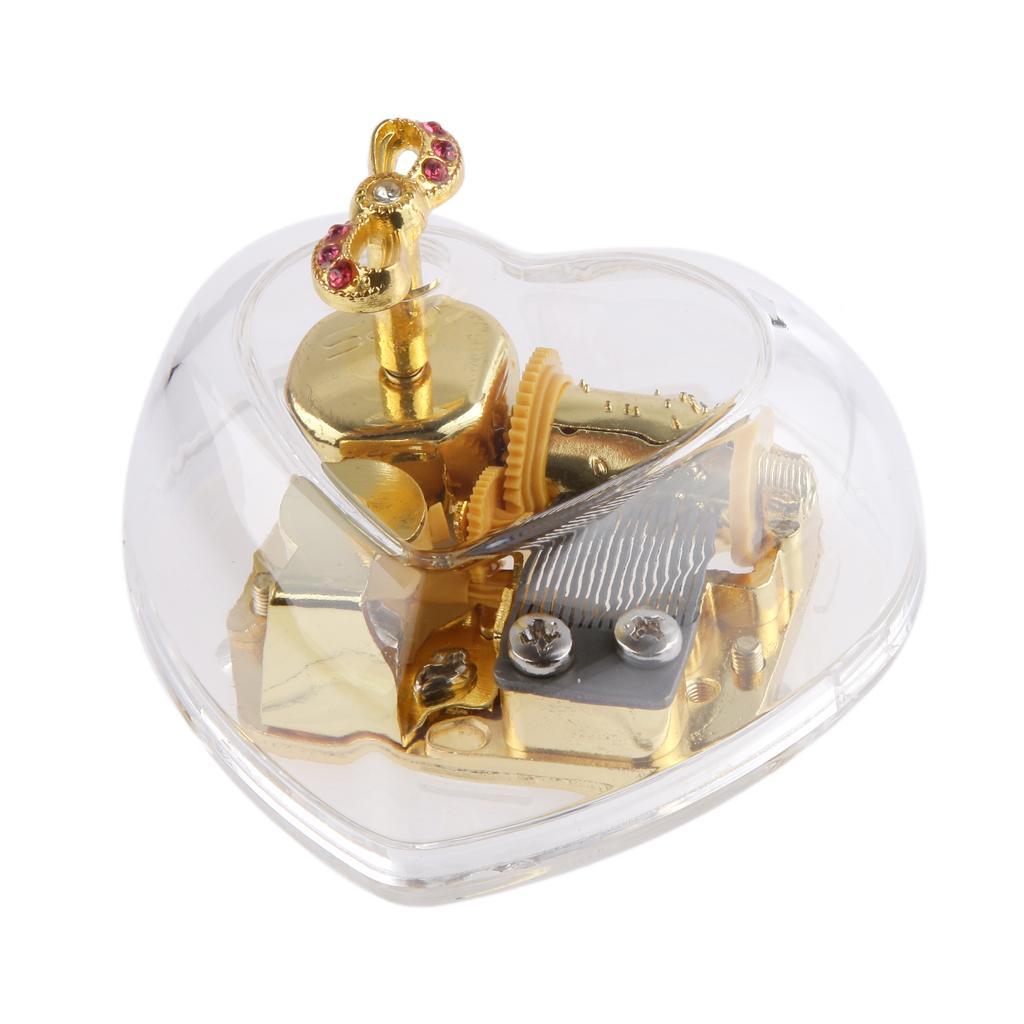 2pcs Acrylic Clockwork Music Box Melody Box Happy Birthday To You Tune Case Home Office Decoration