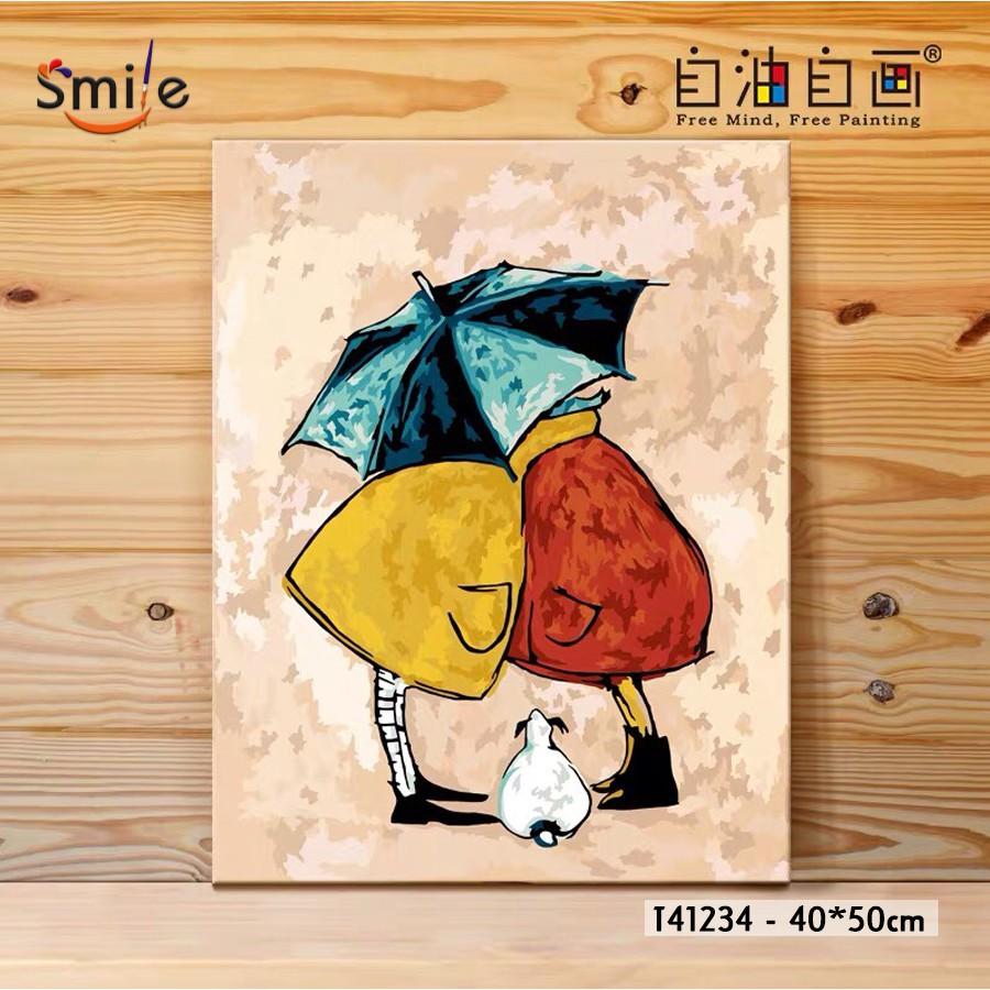 Tranh số hóa tự tô màu theo số cao cấp Smile FMFP Tranh gỗ trừu tượng Sam Toft