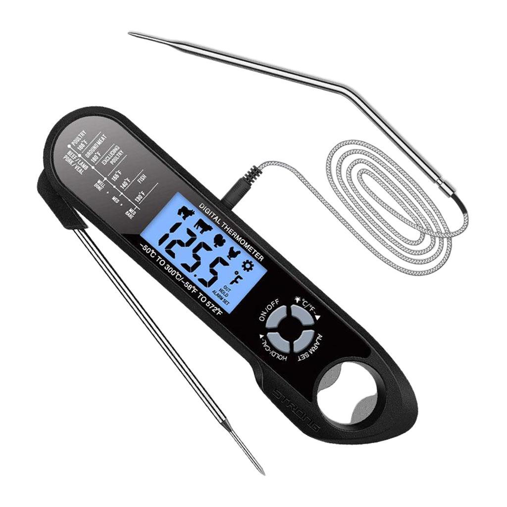 Thermometer Instant Read Thermometer with Foldable 2 Probes BBQ