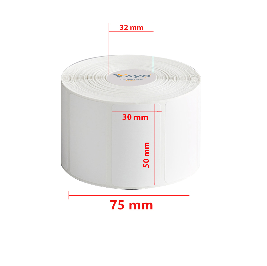 Tem nhiệt tự dính VAYO 50x30mm, cuộn 30m |  tem trà sữa, decal nhiệt