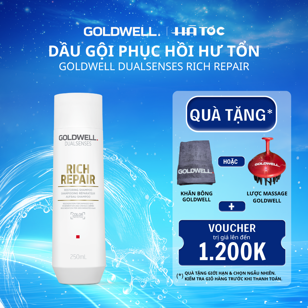 Dầu Gội Phục Hồi Tóc Hư Tổn Goldwell Rich Repair Phục Hồi Tóc Khô Xơ, Hư Tổn, Chẻ Ngọn Lên Tới 98