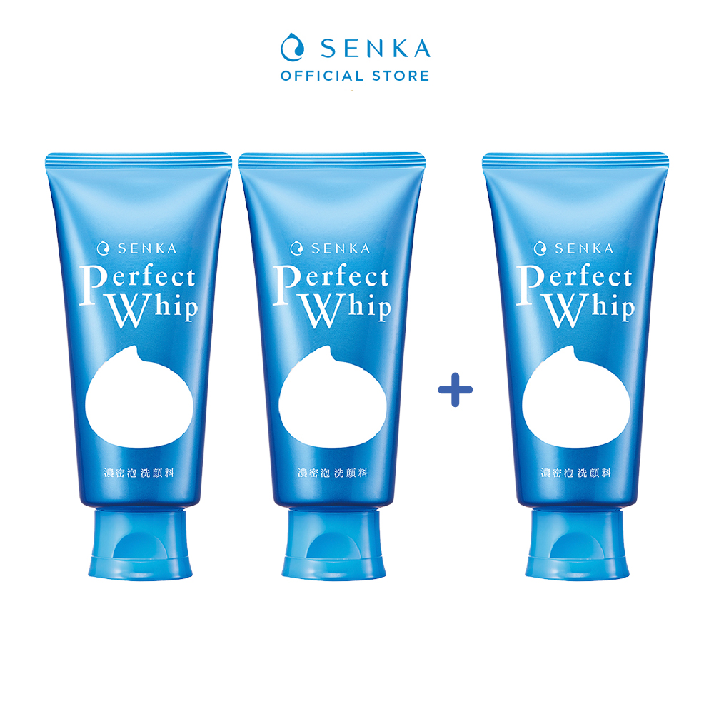 Combo 2 Sữa rửa mặt tạo bọt chiết xuất tơ tằm trắng Senka Perfect Whip 120g TẶNG 1 Senka Perfect Whip 120g