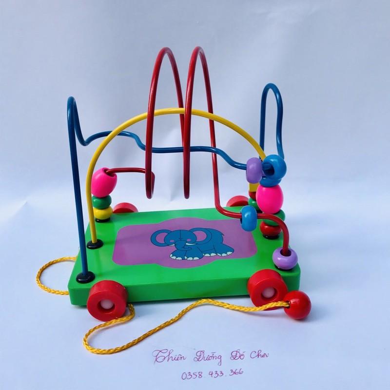 XE KÉO LUỒN HẠT BẰNG GỖ CHO BÉ