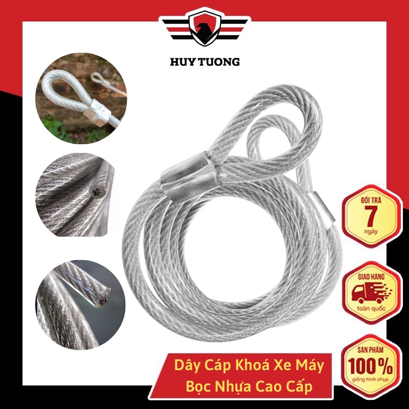 Dây Cáp Bọc Nhựa Khoá Xe Máy, Xe Đạp tiện dụng cao cấp 10 LY 10m
