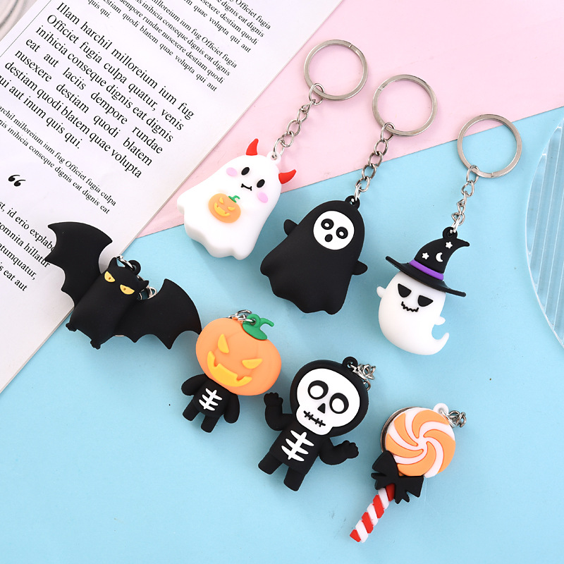 5 Cái Móc khóa Halloween hoạt hình quà tặng ngày lễ mặt dây chuyền cặp học sinh đồ trang trí xe hơi bí ngô dơi