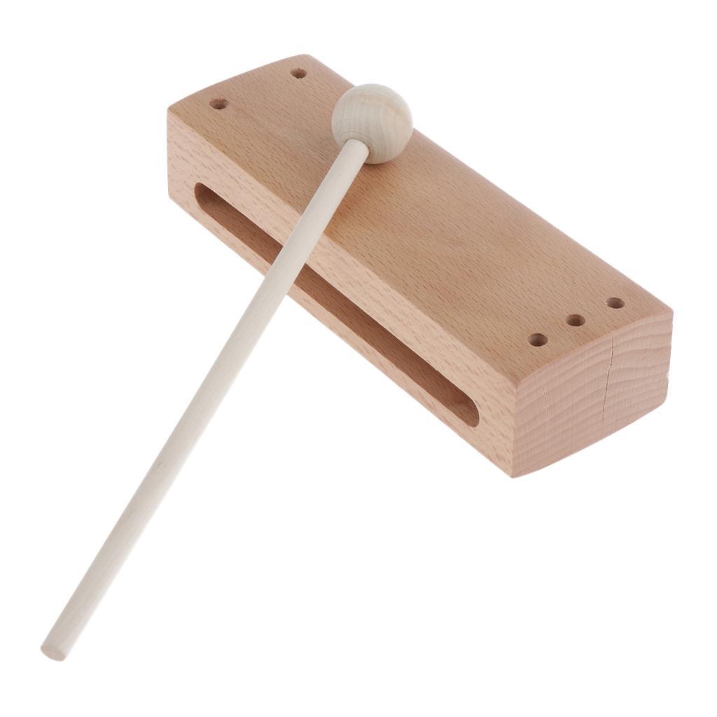 Wooden Percussion Block with Mallet for Kids Music Development Toy Gift