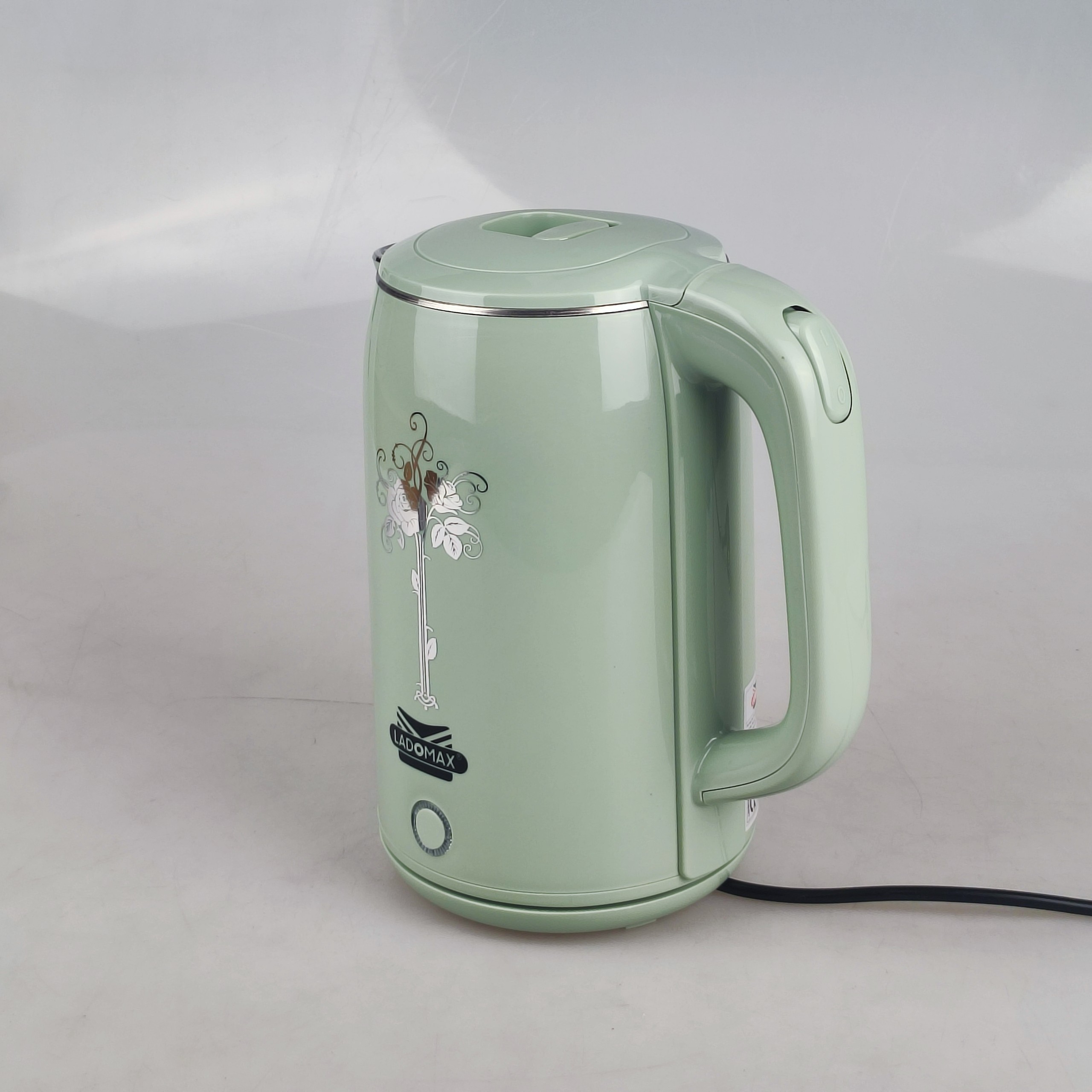 Ấm siêu tốc 2.5L Ladomax thiết kế 2 lớp với vỏ nhựa không phai màu, lòng ấm bằng inox 304 đúc nguyên khối - Hàng chính hãng