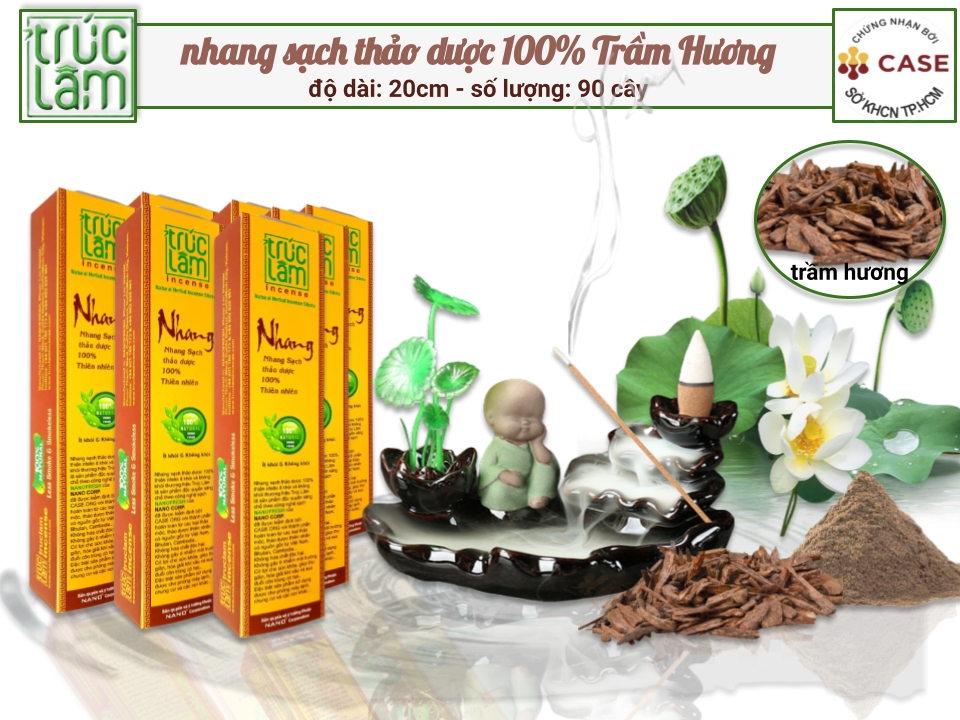 NHANG SẠCH THẢO DƯỢC TRÚC LÂM CÓ HOẠT TÍNH NANO (TRẦM HƯƠNG - LOẠI NHỎ 20CM)