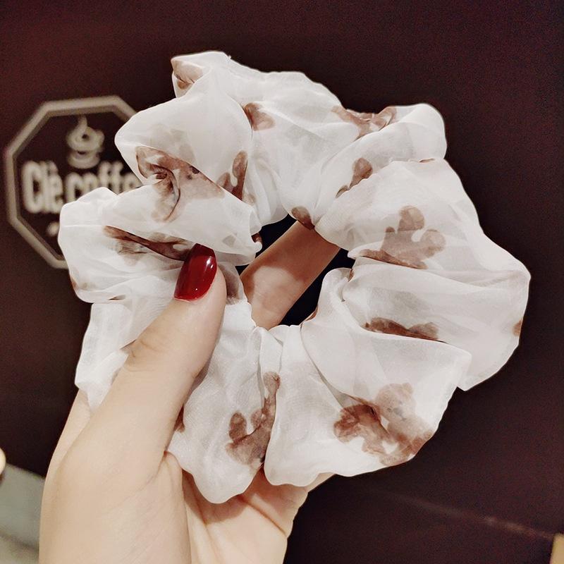 Dây cột tóc scrunchies vải voan họa tiết Gấu Teady