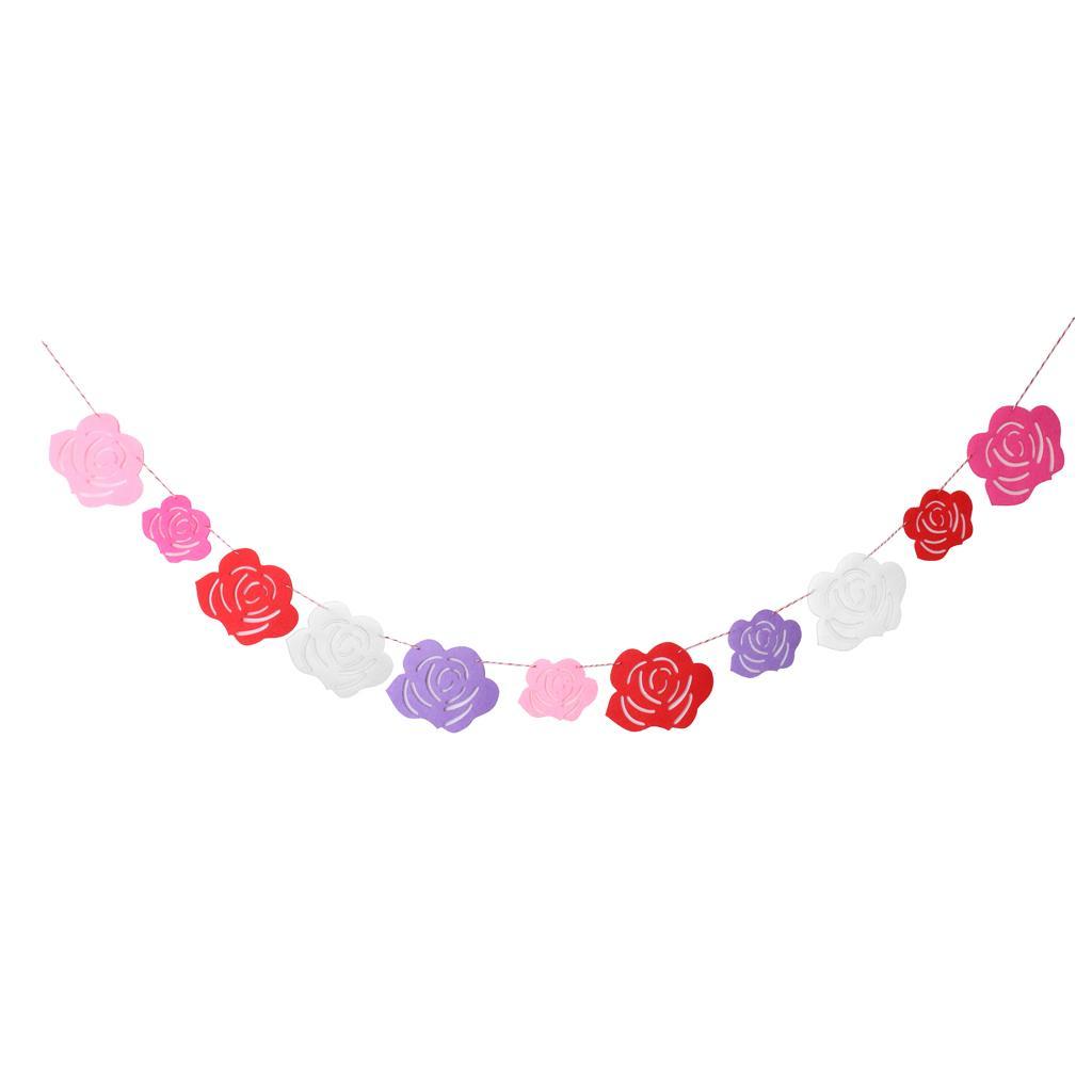 Romantic Rose Flower Banner Wedding Engagement Party Room Hanging Decor