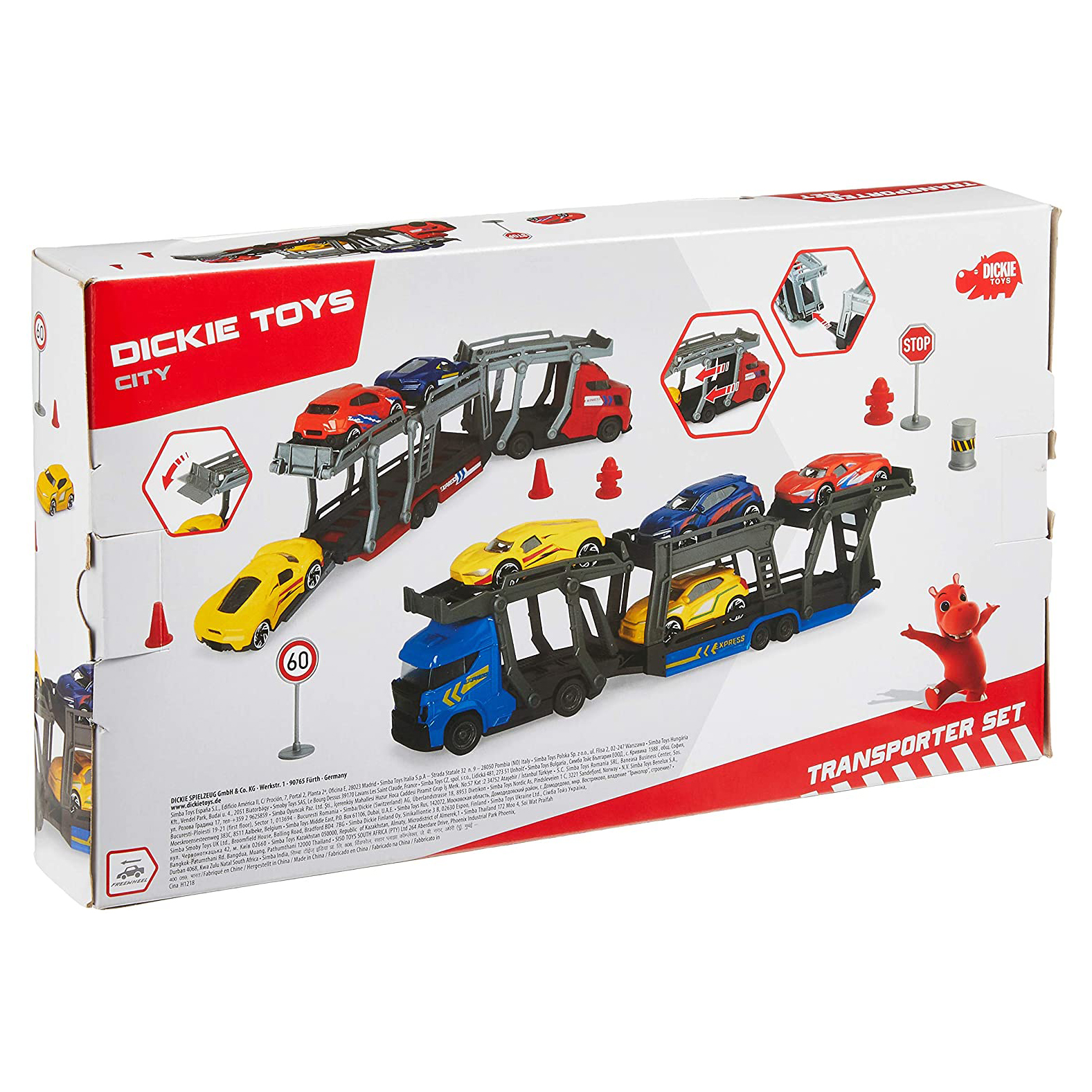 Bộ Đồ Chơi Xe Kéo Kèm 5 Ô Tô Dành Cho Bé Yêu DICKIE TOYS City Transporter Set 203745012 - Đồ Chơi Đức Chính Hãng