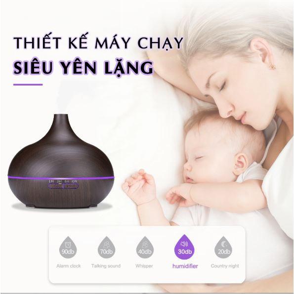 Máy khuếch tán tinh dầu BÍ NGÔ cổ cao cỡ lớn 550ml kèm remote điều khiển