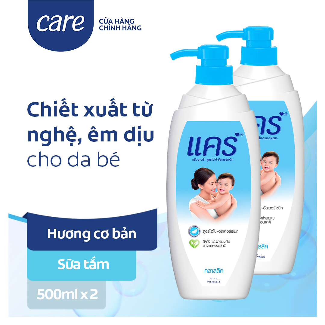 Bộ 2 Sữa tắm cho bé Care chiết xuất tự nhiên hương thơm dịu nhẹ 500ml x2