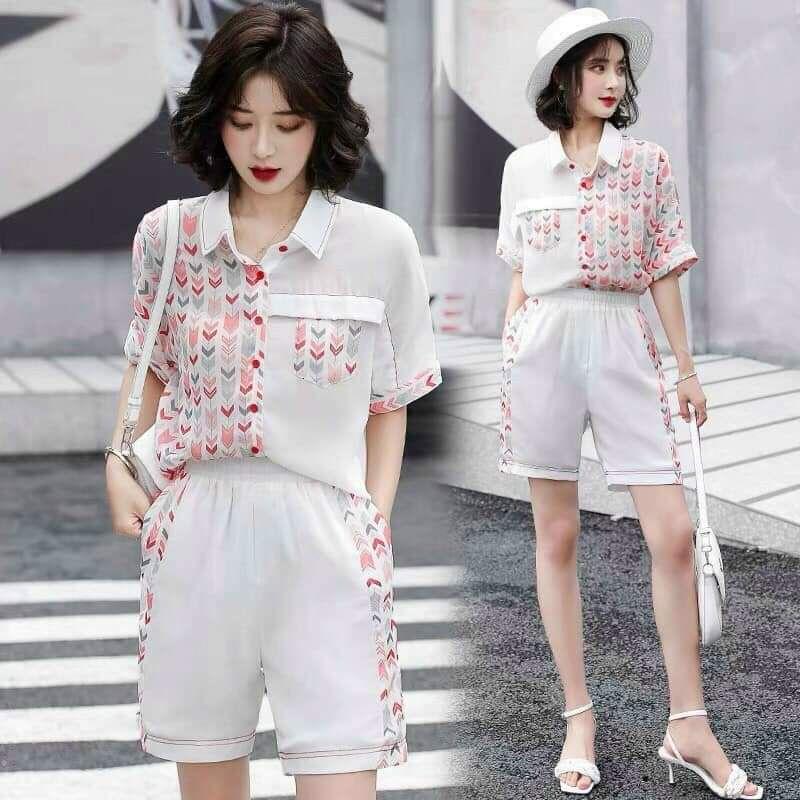 HÀNG NHẬP - SÉT BỘ ÁO SƠ MI IN HỌA TIẾT MŨI TÊN
