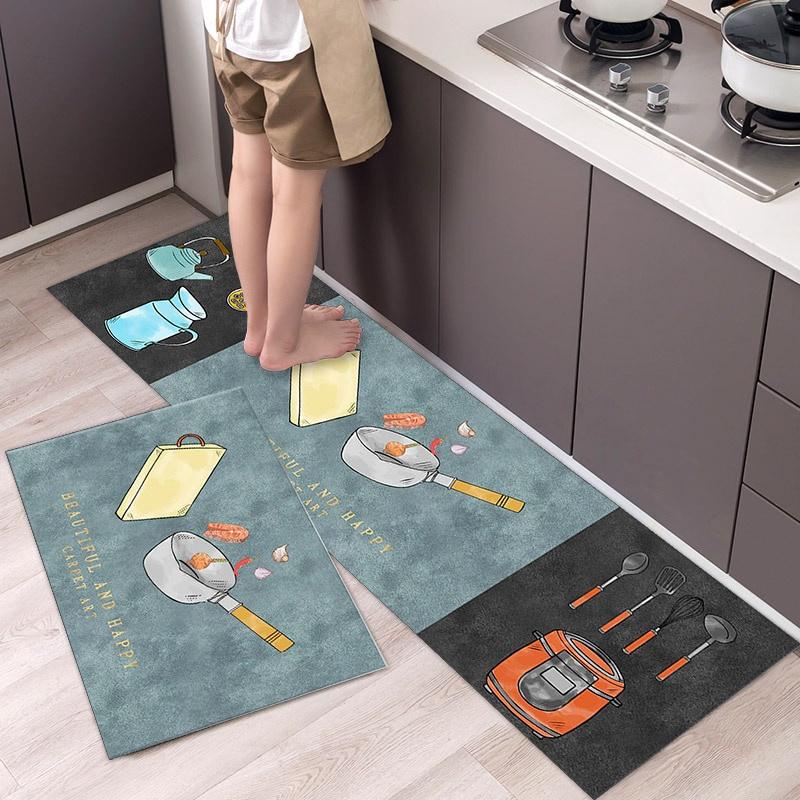 Thảm bếp cao cấp chữ L 2 chi tiết 40x120cm và 40x60 cm mẫu đẹp được chọn mẫu