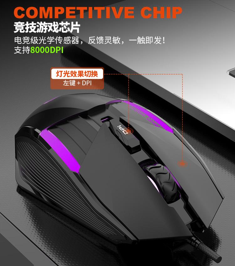 Ưu đãi đặc biệt GM50 mecha gió phát sáng đầy màu sắc chuột trò chơi máy tính phụ kiện điện cạnh tranh ăn gà LOL lập trình vĩ mô chuột có dây