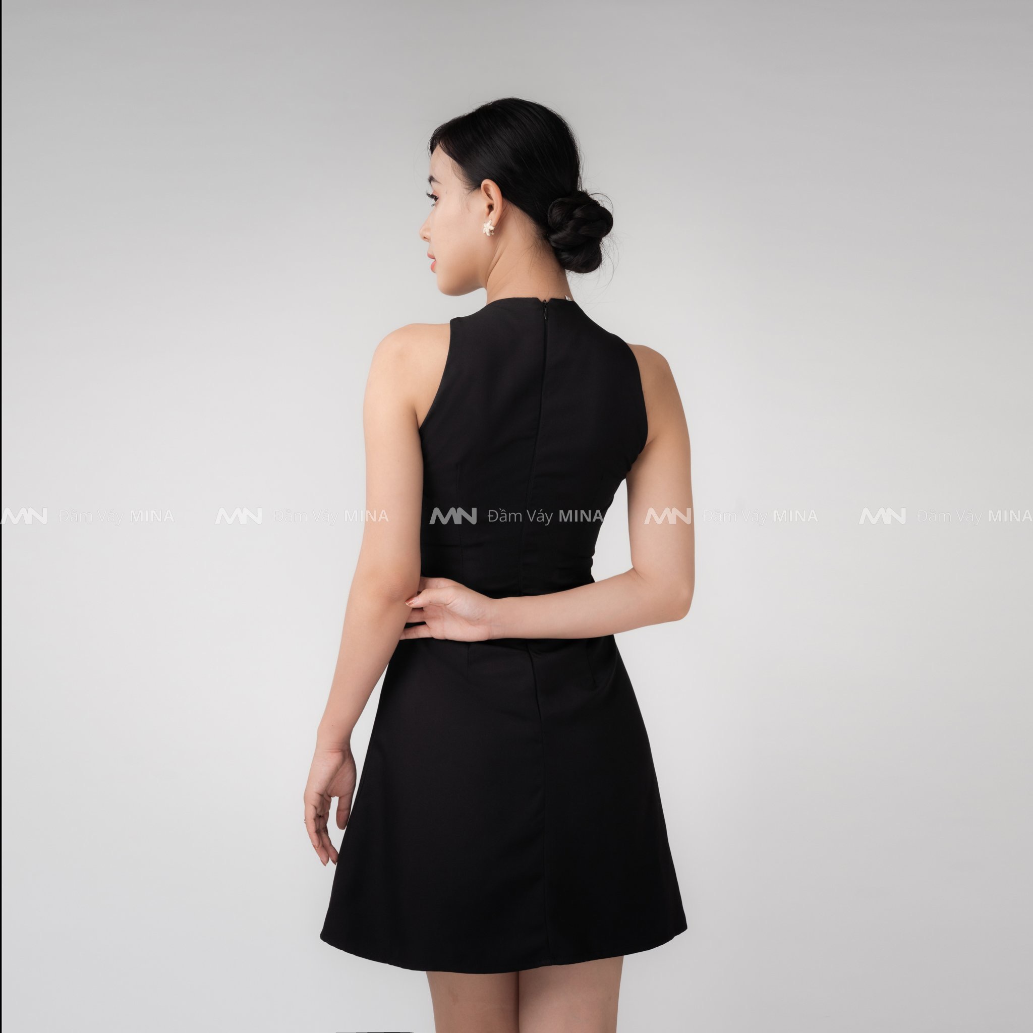 Đầm xòe thiết kế cổ xoắn dễ thương chất liệu cotton lạnh cao cấp phù hợp dự tiệc, đi chơi, dạo phố MN176