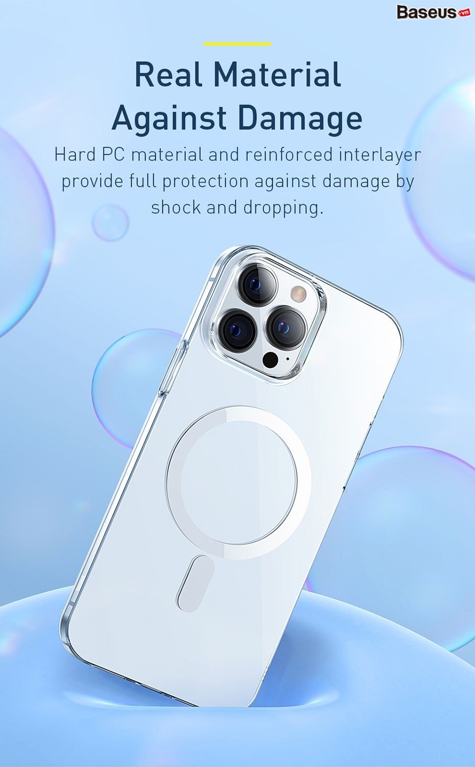 Ốp lưng nhựa cứng PC siêu mỏng không ố vàng từ tính Baseus Crystal Magnetic Dành Cho Phone 13 Promax/ 13Pro/ 13_ Hàng Chính Hãng