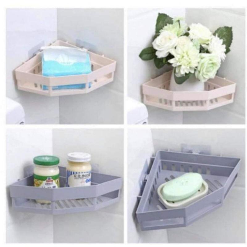Kệ Góc Tam Giác Nhựa Dán Góc Tường Đa Năng Cho Bếp & Nhà Tắm
