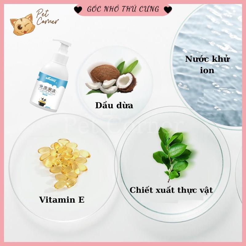 Sữa tắm khô cho chó mèo Borammy dạng bọt giúp khử mùi, diệt khuẩn và dưỡng lông