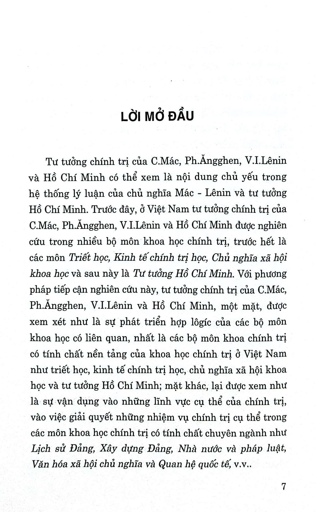 Tư tưởng chính trị của C. Mác, Ph. Ăngghen, V. I. Lênin và Hồ Chí Minh