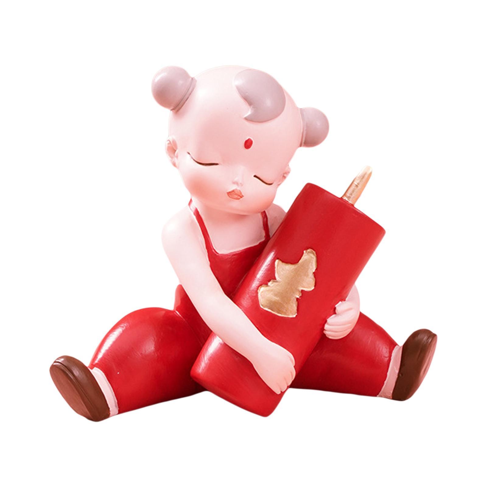 Chinese New Year Lucky Kids Ornaments Sculpture Decor for Office Decoration Boy