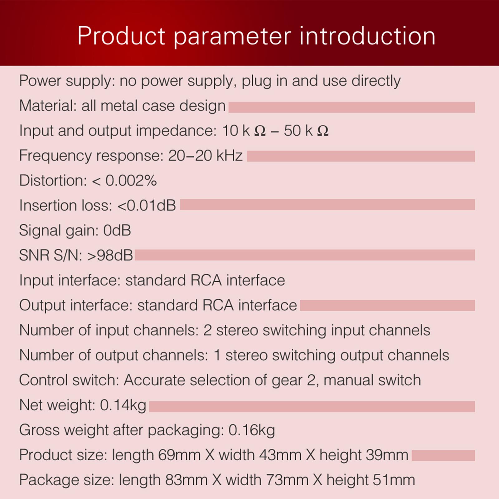 2 in 1 Out or 1 in 2 Out Audio Source Signal Selector, Switcher, Speaker, Audio Source, Switcher, Lossess