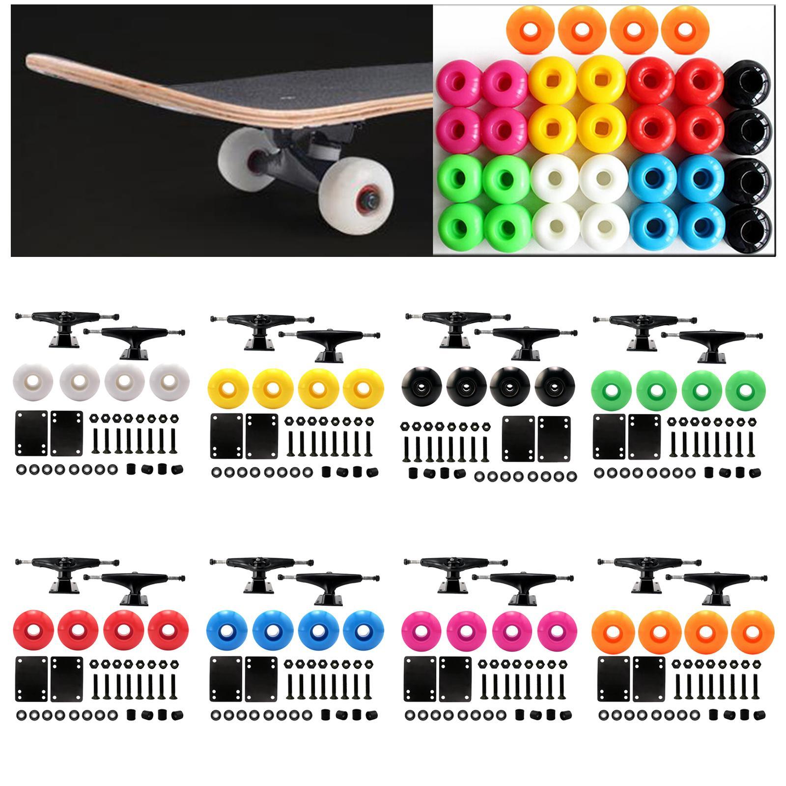 Skateboard Trucks 5" Wheels 52mm ABEC Bolts Kit White wheels