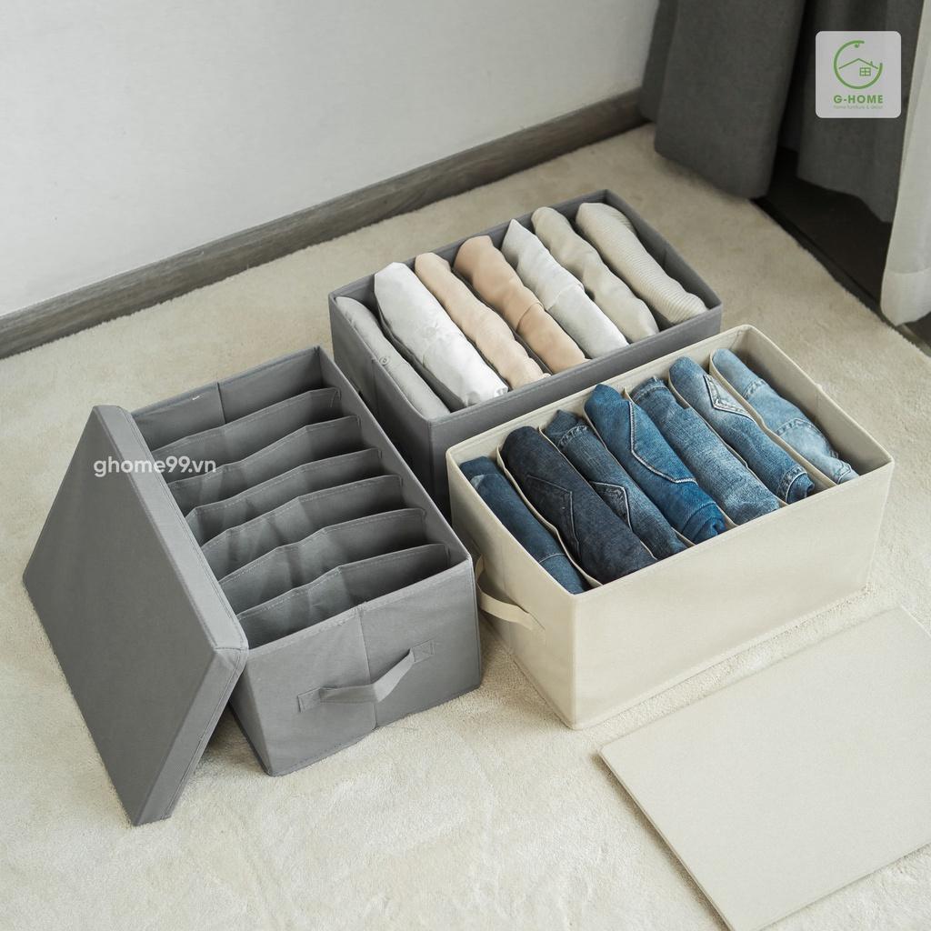 Thùng đựng đồ chia ngăn có nắp đậy, thùng vải đựng đồ thông minh đựng quần áo gọn gàng, ngăn nắp TV22M1