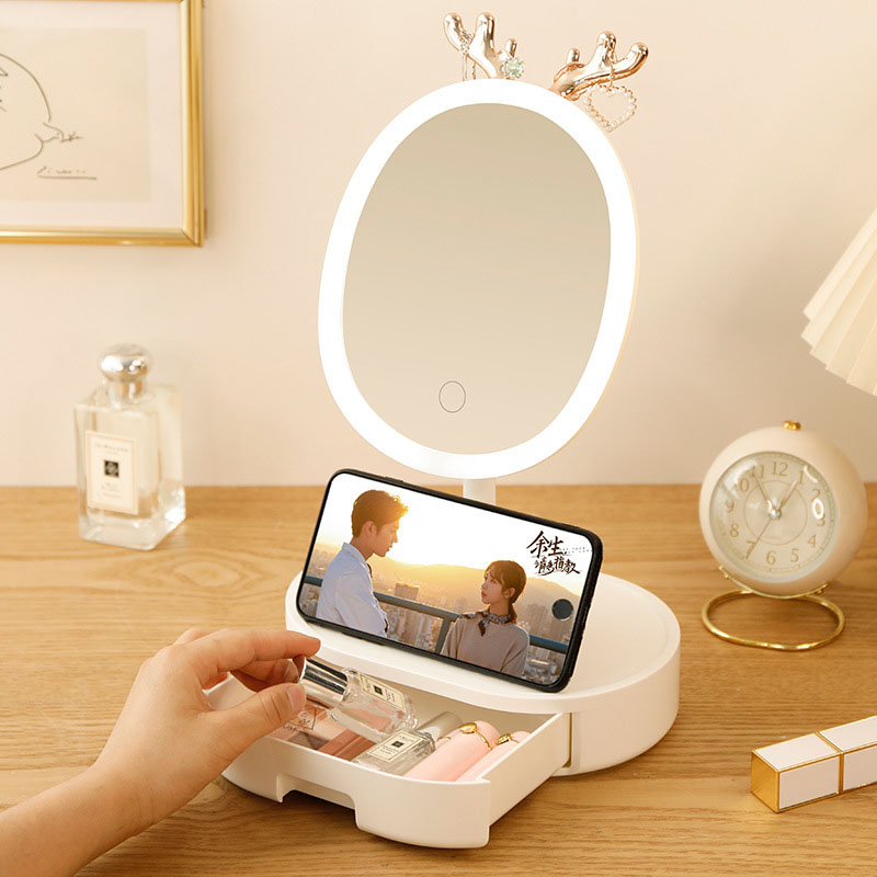 Gương Để bàn kèm ngăn kéo có Đèn LED Tiện lợi bền đẹp - Gương để bàn có Đèn LED Cao cấp hiện đại PR21