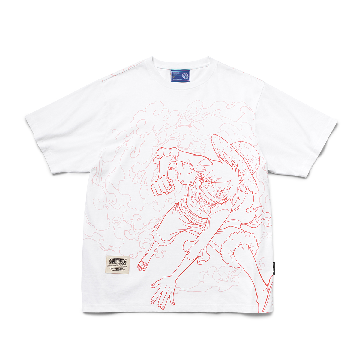 Áo thun DirtyCoins x One Piece Luffy Over Print T-shirt - White