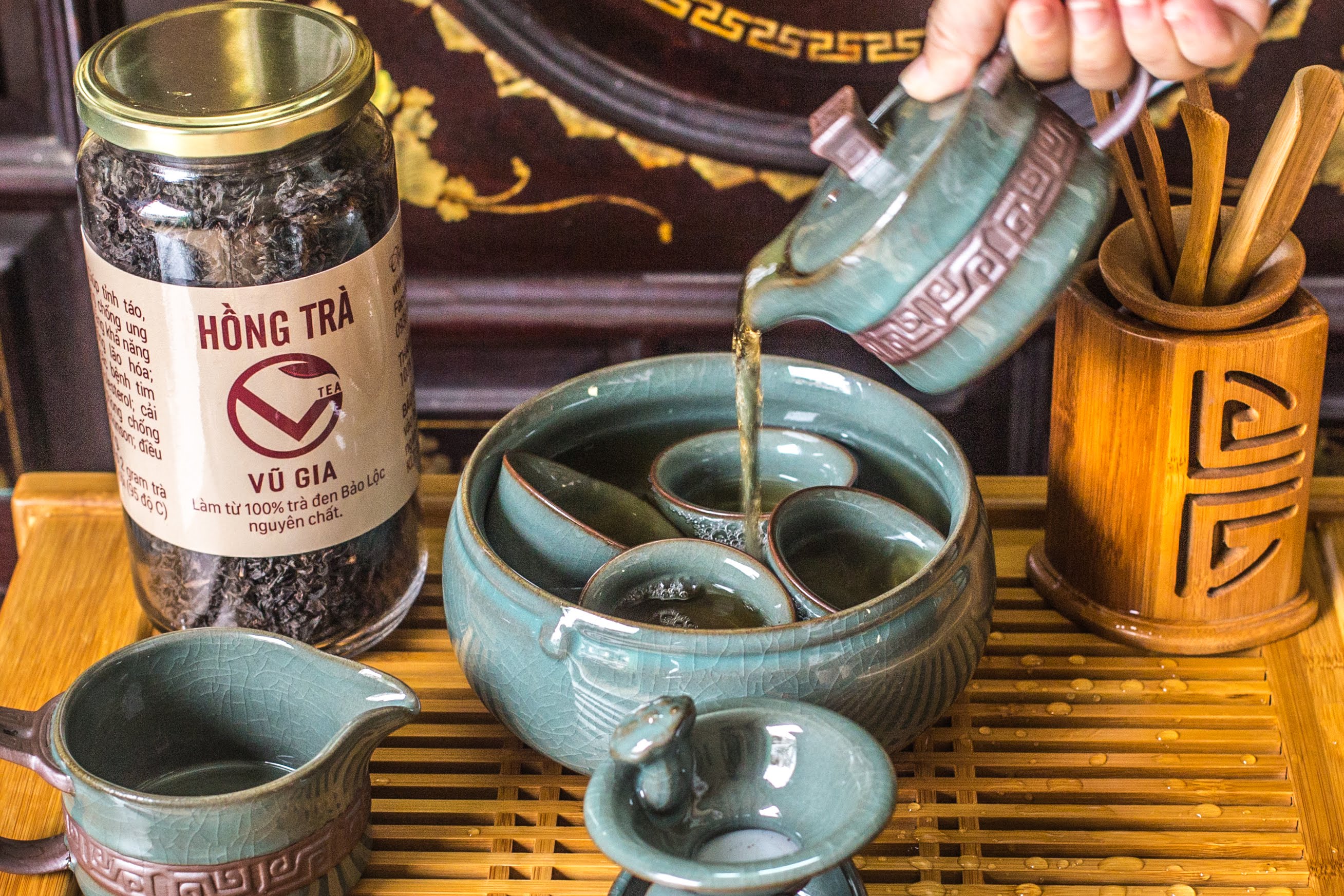 Combo Hồng Trà (200gr/hũ) +  Trà Oolong (400gr/hũ) Nguyên Chất Bảo Lộc Vũ Gia