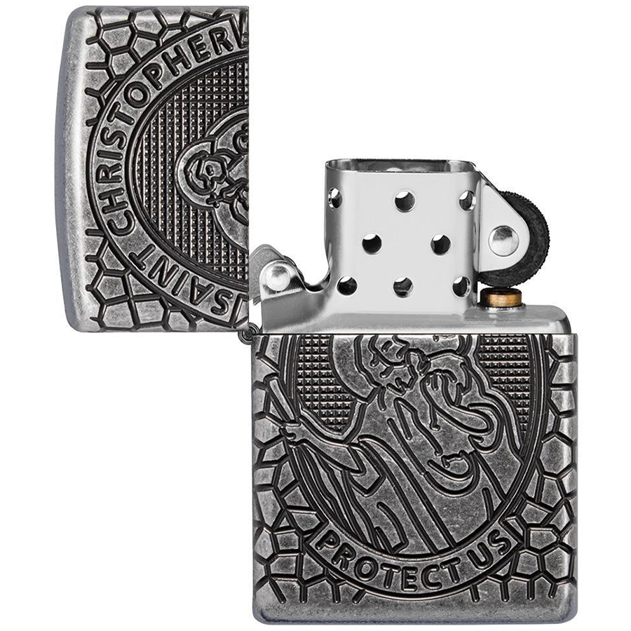 Bật Lửa Zippo 49160 – Zippo Armor St. Christopher Medal Design Antique Silver