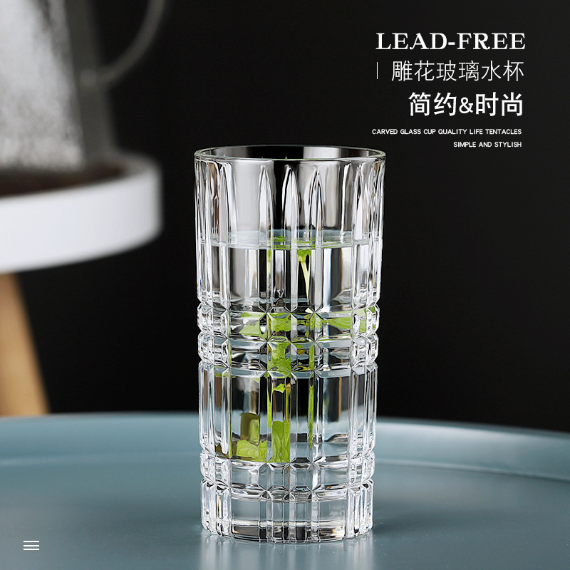 Ly thủy tinh vân vuông 400ML decor nước ép - Mã BG04