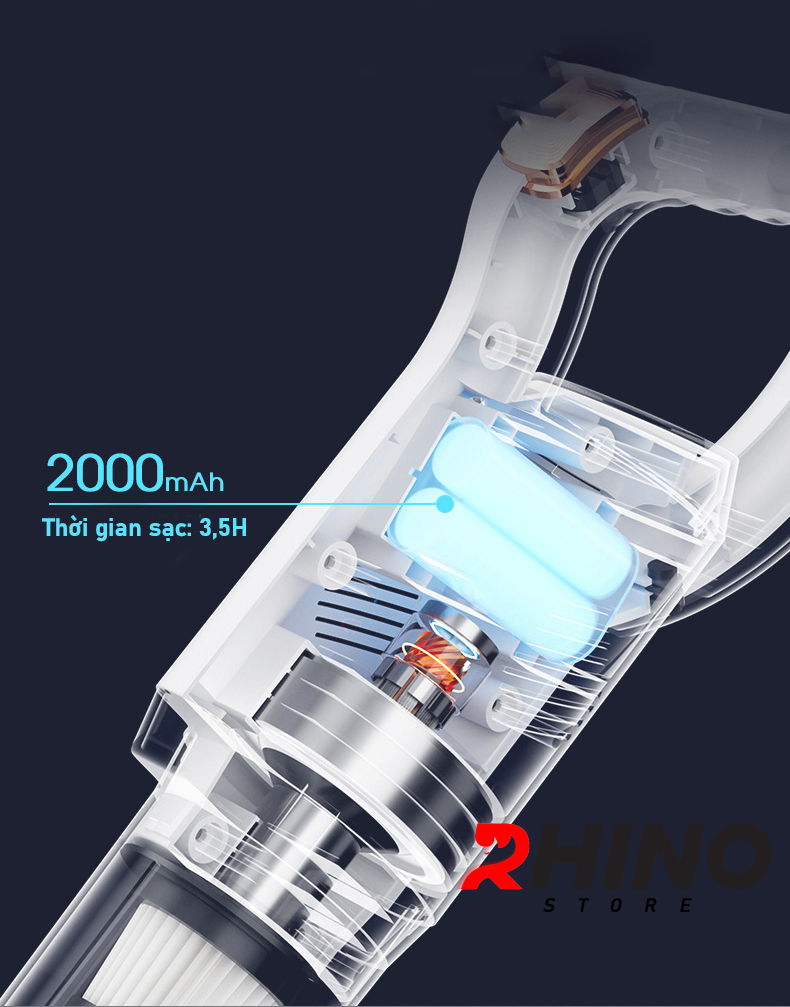 Máy hút bụi cầm tay Rhino VC101 mini gia đình tiện lợi - Hàng chính hãng