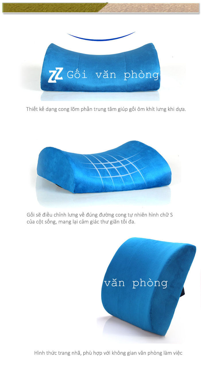 Gối Tựa Lưng Văn Phòng Cao Su Non Cỡ Lớn ZURI PILLOW GTL-02 Chống Đau Mỏi Lưng, Đau Cột Sống(Có Vỏ Nhung Và Vỏ Vải Lưới)