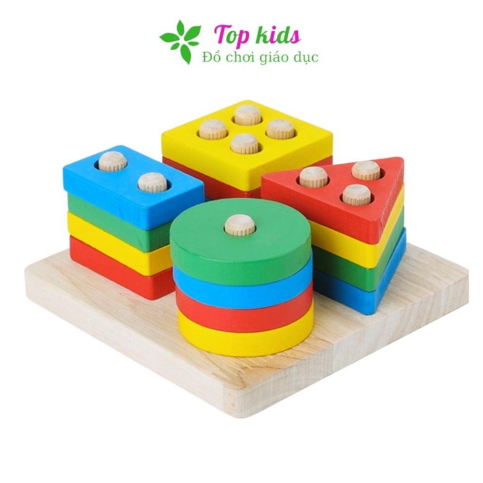 Đồ chơi gỗ thông minh montessori combo 5 bộ xếp hình khối giáo dục sớm cho bé trai bé gái 1 2 3 4 5 6 tuổi