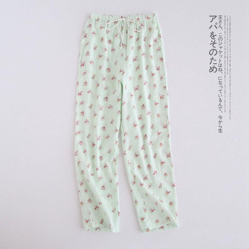 Quần suông xô cotton họa tiết