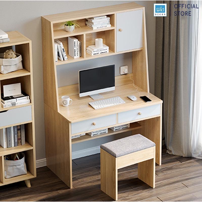 Bàn Học, Làm Việc Với Thiết Kế Đơn Giản Kèm Kệ Sách Nhiều Ngăn SIB Decor Phù Hợp Cho Học Sinh, Sinh Viên (không gồm ghế)