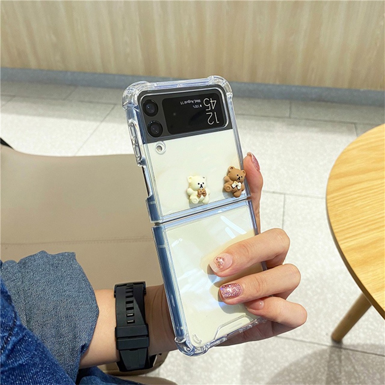 Ốp lưng cho samsung Zflip4 -Zflip5 - Zflip3 -Z flip4 - Z flip3 - Z flip5 - Z flip 4 trong suốt đính charm siêu dễ thương