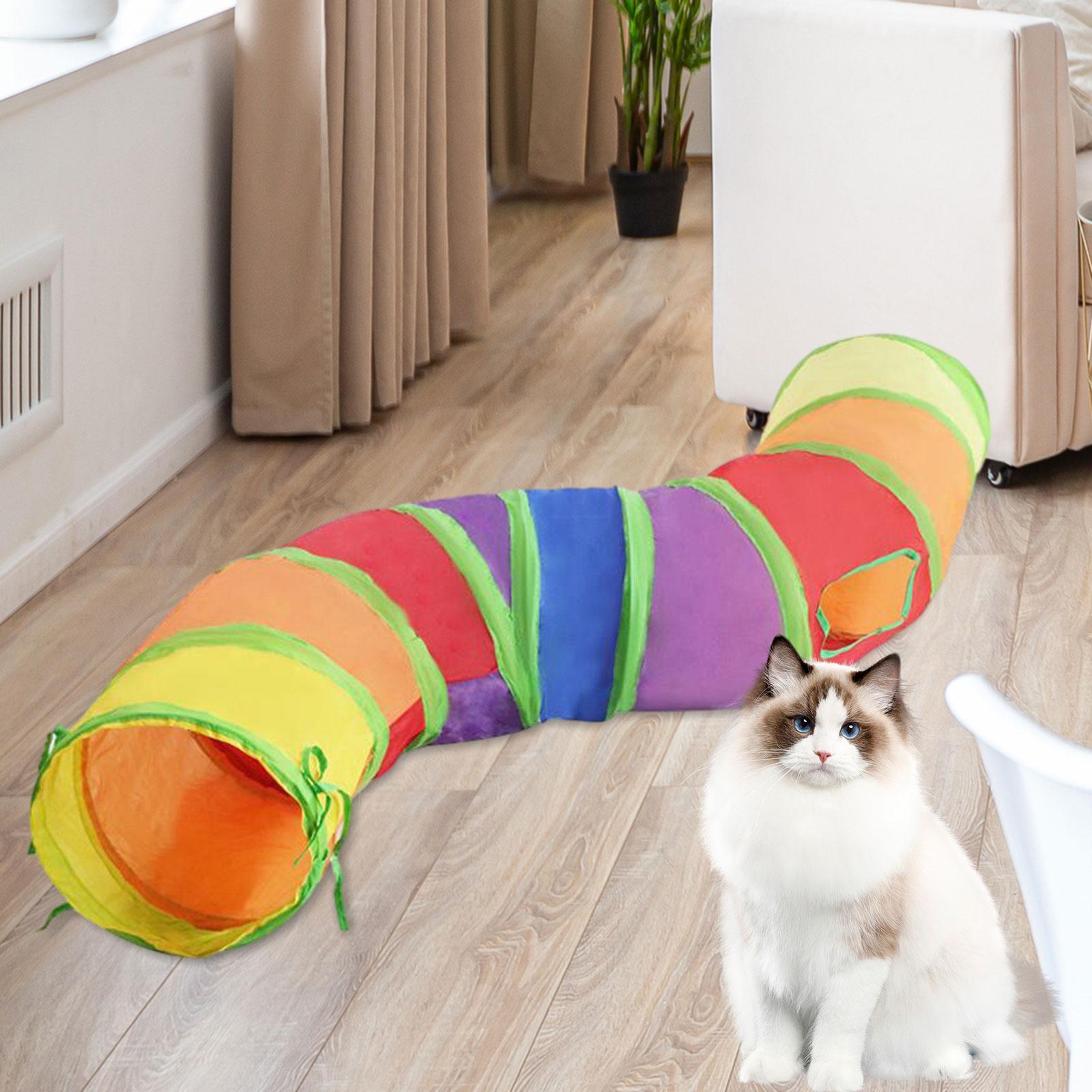 Collapsible Cat Tunnel Rabbit Tunnel Interactive Hiding Training S Shaped Cat Tube Cat Playing Tunnel for Bunnies Puppy Dogs